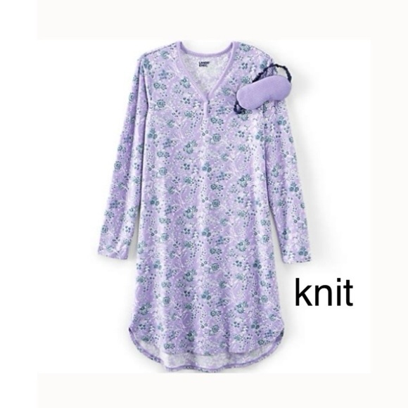 Lands' End Other - LANDSEND Women's Cozy Gown Sleep Set - Shirt Gown and Mask, Soft and Plush
